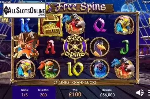 Free spins screen. Parrots of the Caribbean from Revolver Gaming