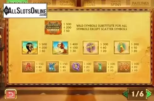 Paytable 1. Pharaoh's Treasure Deluxe from Playtech