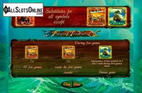 Paytable 2. Pirates Treasures Deluxe from Playson