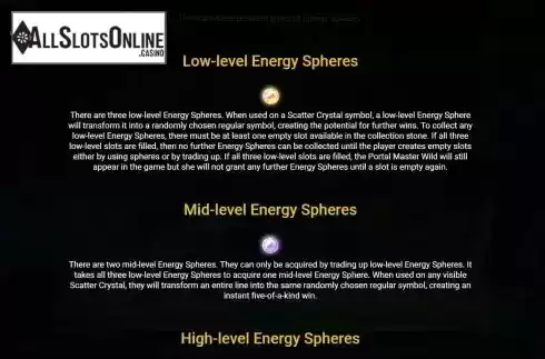 Energy sphere features screen