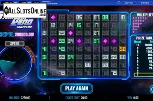 Game Screen 3. Starship Keno Multiplier from IGT