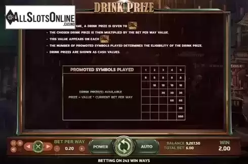 Drink Prize screen