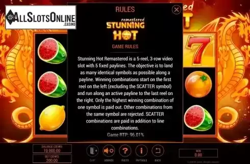 Game Rules 1. Stunning Hot Remastered from BF games