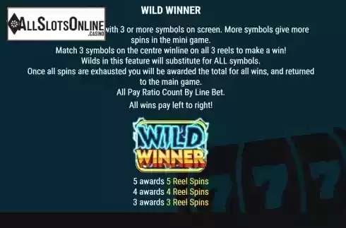 Wild winner feature screen