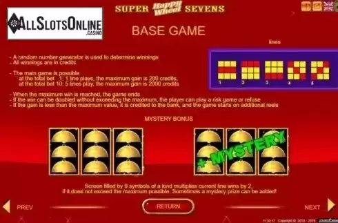 Mystery Bonus. Super Sevens Happy Wheel from Belatra Games