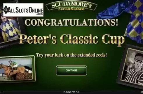 Free spins intro screen. Scudamore's Super Stakes from NetEnt