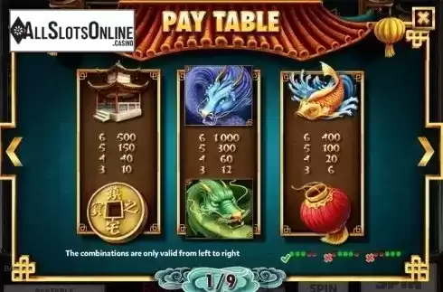 Paytable 1. The Legendary Red Dragon from Red Rake