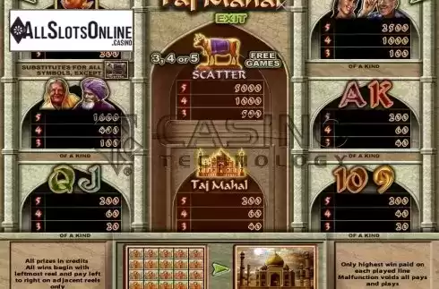 Screen4. The Wonders Of Taj Mahal from Casino Technology