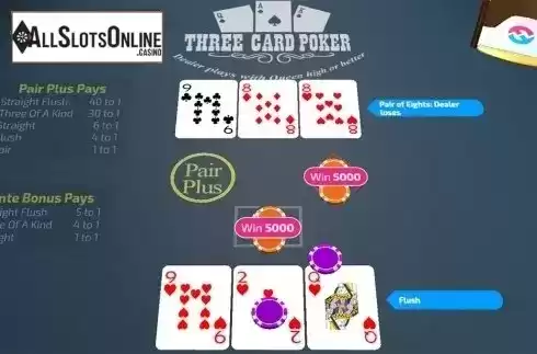 Win screen 3. Three Card Poker (FunFair) from FunFair