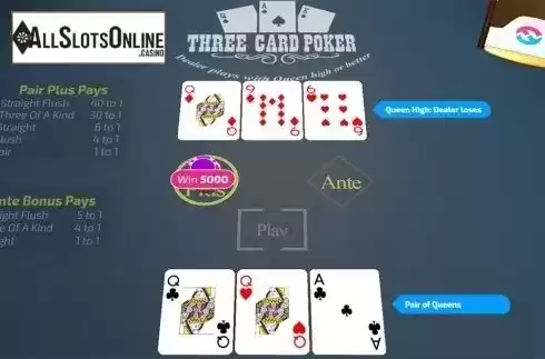 Win screen. Three Card Poker (FunFair) from FunFair
