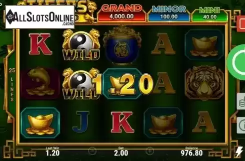 Win Screen. Tiger's Gold Hold and Win from Booongo