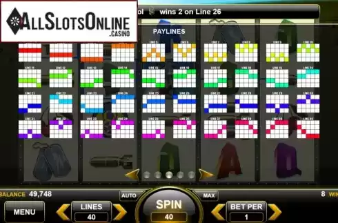 Paylines. Triple Bombshell Betties from Spin Games