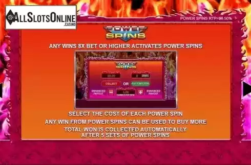 Power spins feature screen