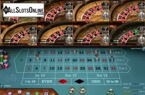 Game Screen. Multi Wheel Roulette Gold from Microgaming