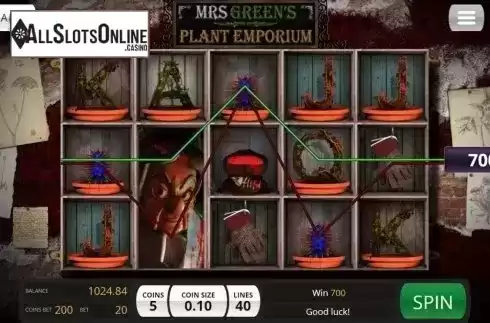 Wild win screen. Mrs Green's Plant Emporium from Saucify