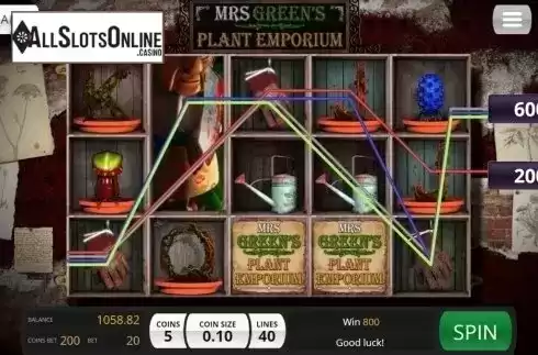 Wild win screen 2. Mrs Green's Plant Emporium from Saucify