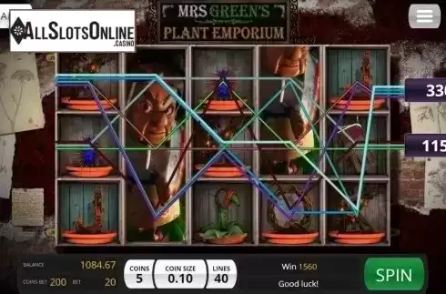 Wild win screen 3. Mrs Green's Plant Emporium from Saucify