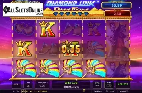 Win Screen 2. Oasis Riches Diamond Link from Greentube