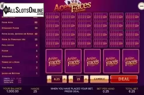 Game Screen 6. Aces and Faces Multihand (Playtech) from Playtech