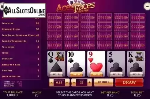 Game Screen 8. Aces and Faces Multihand (Playtech) from Playtech