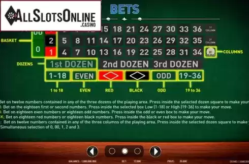 Bets 1. American Roulette (R. Franco) from R. Franco
