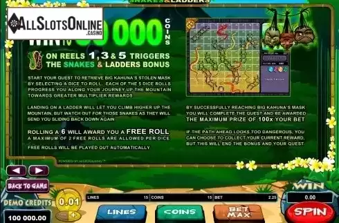 Screen3. Big Kahuna - Snakes & Ladders from Microgaming