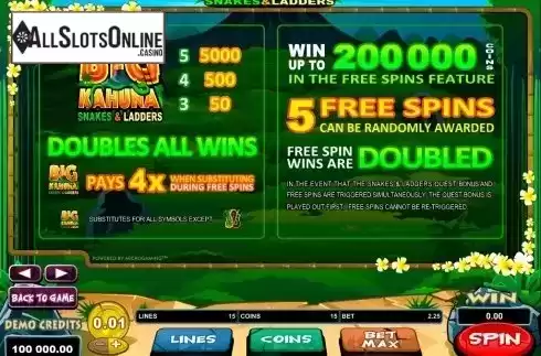 Screen2. Big Kahuna - Snakes & Ladders from Microgaming