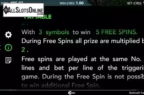 Free Spins feature screen 2