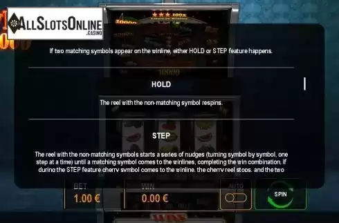 Hold and step feature screen