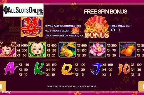 Paytable . Double Happiness (Playstar) from PlayStar