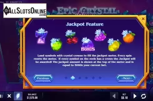 Jackpot feature screen