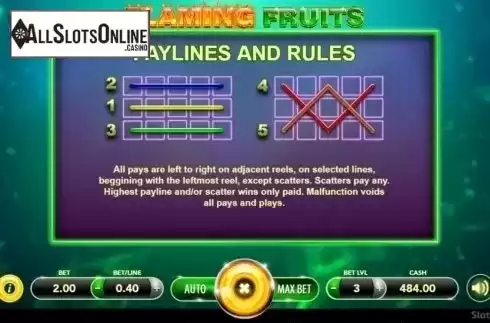 Paylines. Flaming Fruits (SlotVision) from SlotVision