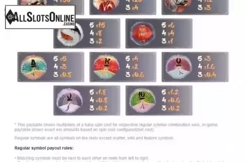 Paytable. Fortune Dragon (Amazing Gaming) from Amazing Gaming