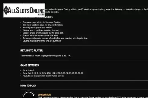 Game Info screen
