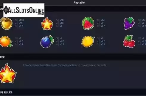 Paytable screen