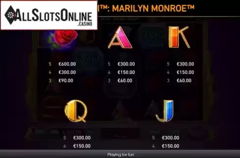 Paytable screen 2. Gem Splash Marilyn Monroe from Rarestone Gaming
