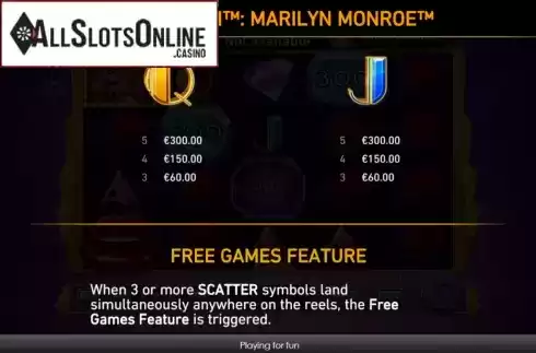 Paytable screen 3. Gem Splash Marilyn Monroe from Rarestone Gaming