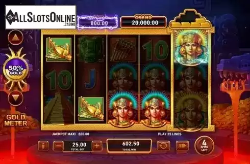 Win Screen. Gold Pile Toltec Treasure from Rarestone Gaming