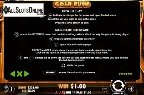 Paytable 4. Gold Rush (Pragmatic Play) from Pragmatic Play