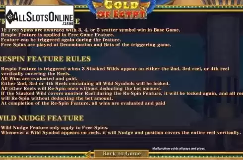 Features. Gold of Egypt (SimplePlay) from SimplePlay