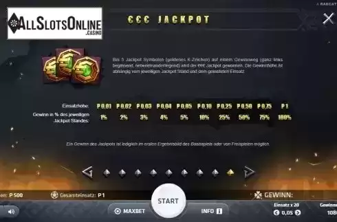 Jackpot screen