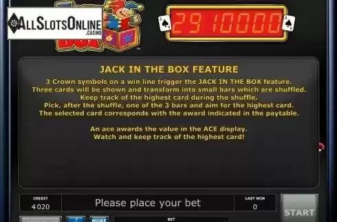 Paytable 2. Jack in the Box (Novomatic) from Novomatic