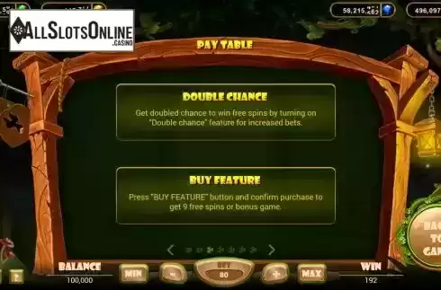 Double chance and Buy Feature screen
