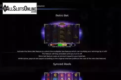 Retro bet feature screen