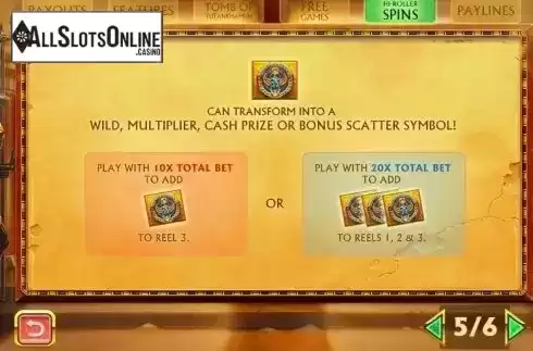 Paytable 5. Pharaoh's Treasure Deluxe from Playtech