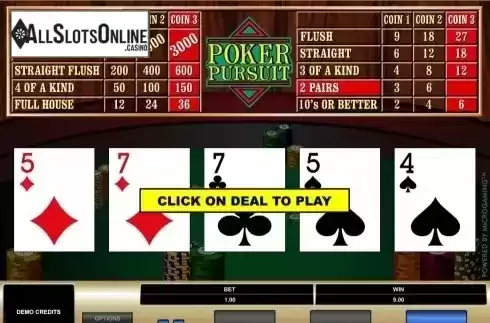 Game Screen. Poker Pursuit (Microgaming) from Microgaming
