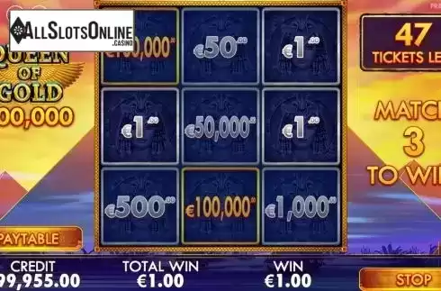 Win Screen . Queen of Gold Scratchcard from Pragmatic Play