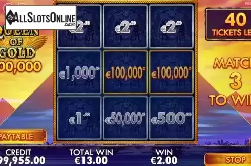 Win Screen 3. Queen of Gold Scratchcard from Pragmatic Play