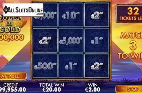 Win Screen 4. Queen of Gold Scratchcard from Pragmatic Play