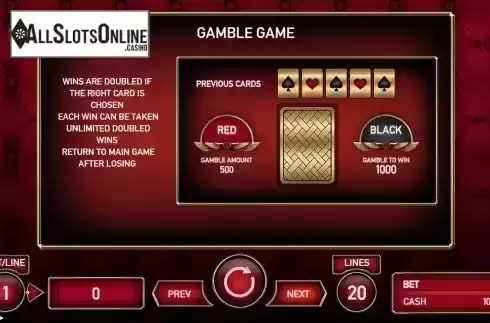 Gamble Double Up Risk Game Feature Screen